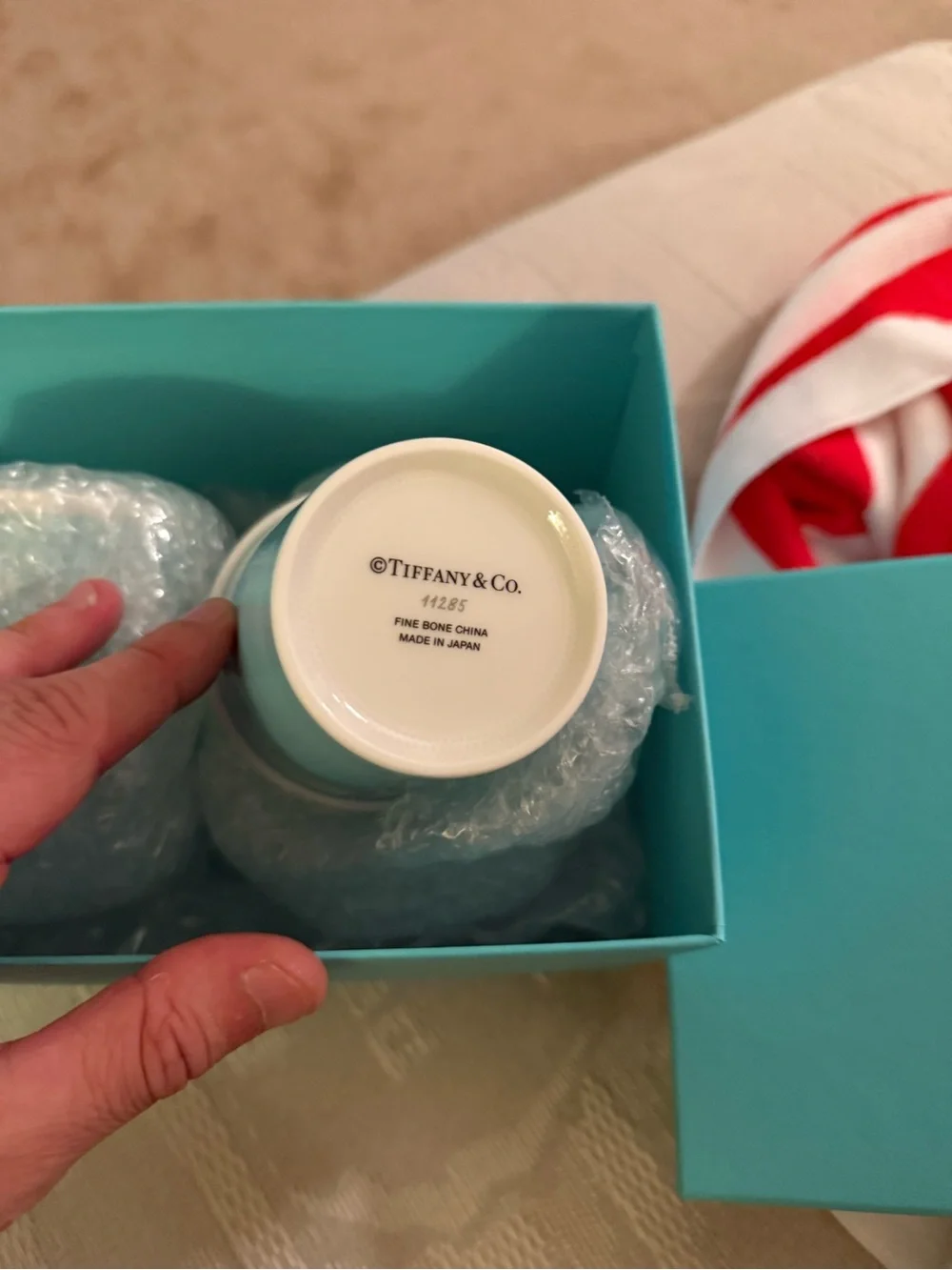 Tiffany & Co. Fine Bone China Paper Cup Espresso Cups Set of 2 w/ Box